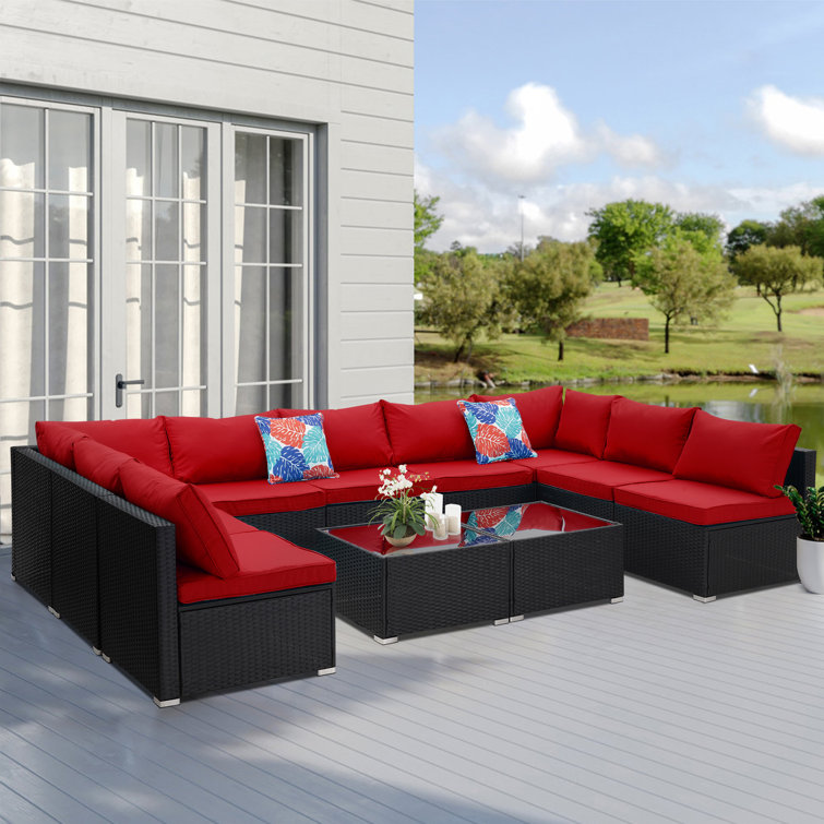 Latitude Run® Ritvi Wicker/Rattan 9 Person Seating Group with